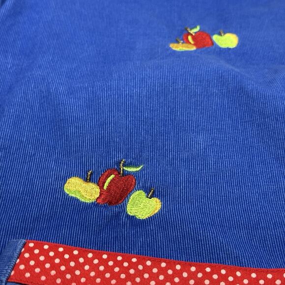 Quacker Factory Corduroy Button Up Apple Top Size M Teacher Embroidered Beaded - Picture 7 of 9